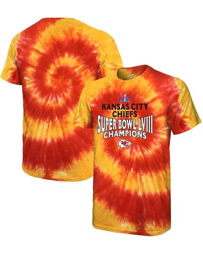 Majestic Kansas City Chiefs Super Bowl Lviii Champions Soft Hand Tie-dye T-shirt - Orange