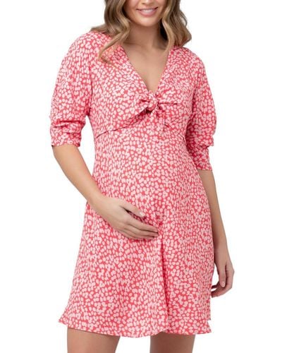 Ripe Maternity Maternity Harriet Tie Front Mini Dress - Pink