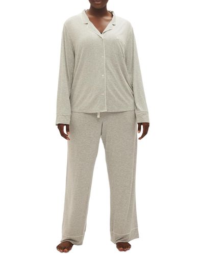 Gap 2-pc. Notched-collar Long-sleeve Pajamas Set - Natural