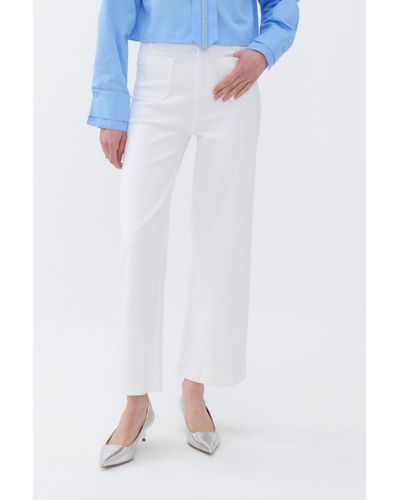 Nocturne High Waisted Wide Leg Jeans - White