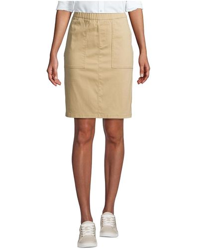 Lands' End Mid Rise Elastic Waist Pull On Knockabout Chino Skort - Natural