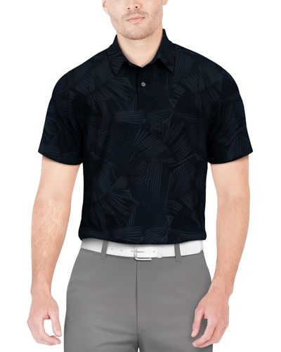 PGA TOUR Stretch Moisture-wicking Palm-print Golf Polo Shirt - Black