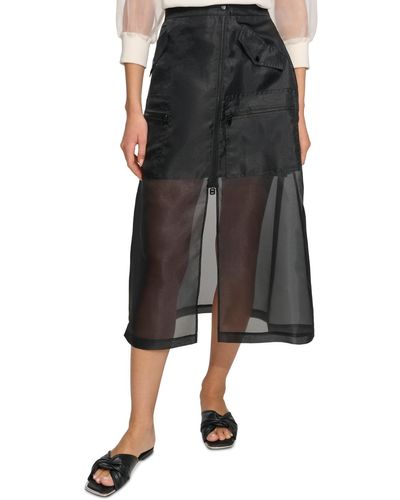 DKNY Organza Cargo Skirt - Black