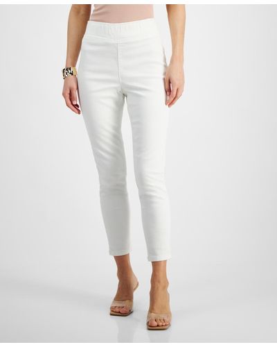 INC International Concepts Pull-on Skinny Cropped Jeans - White