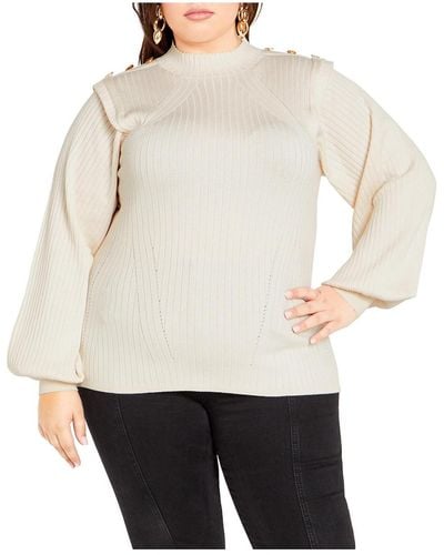 City Chic Plus Size Isabella Sweater - White