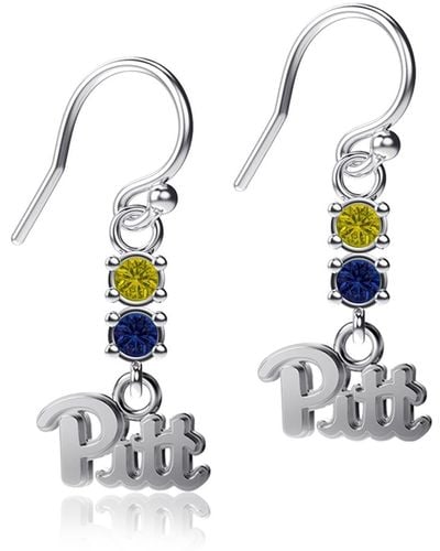 Dayna Designs Pitt Panthers Dangle Crystal Earrings - White