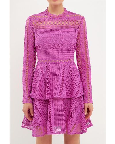 Endless Rose Crochet Lace Mini Dress - Pink