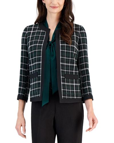 Kasper Petite Plaid Open-Front Topper Jacket - Macy's