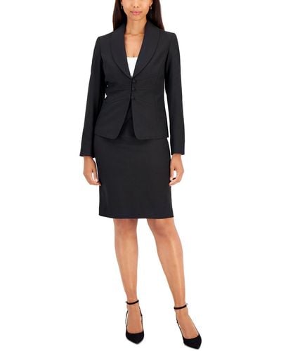 Le Suit Shawl-collar Slim Skirt Suit - Black