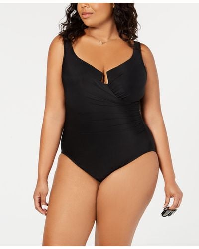Miraclesuit Plus Size Escape Underwire Allover-slimming Wrap One-piece Swimsuit - Black