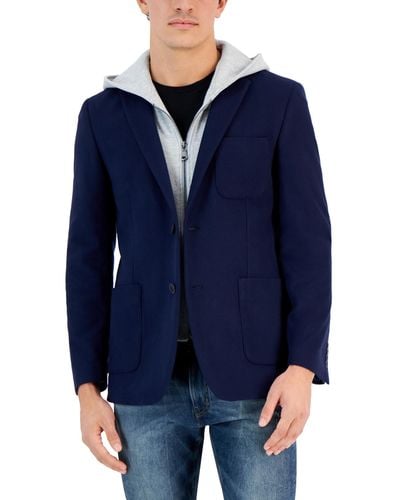 Vince Camuto Slim-fit Stretch Hooded Sport Coat - Blue