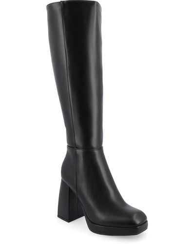 Journee Collection Mylah Tru Comfort Foam Platform Square Toe Regular Calf Boots - Black