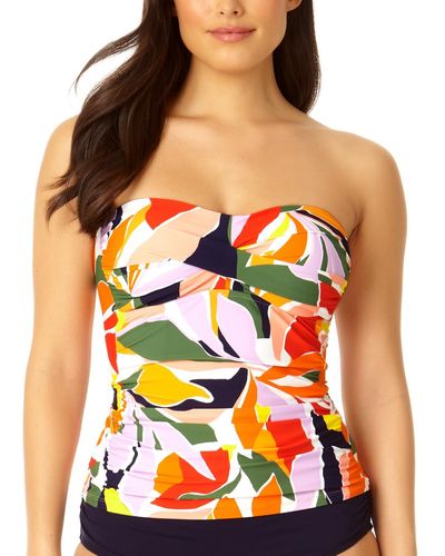 Anne Cole Twist-front Ruched Tankini Top - Multicolor