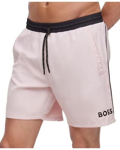 BOSS Boss By Contrast-logo Swim Shorts - Pink