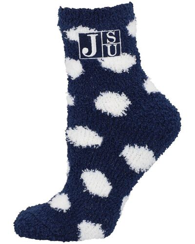 ZooZatZ Jackson State Tigers Fuzzy Dot Ankle Socks - Blue