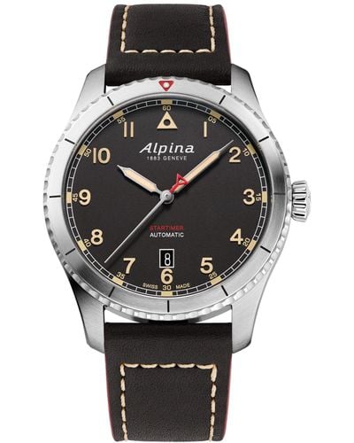 Alpina Swiss Automatic Startimer Leather Strap Watch 41mm - Gray