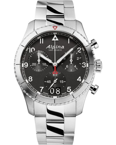 Alpina Swiss Chronograph Startimer Pilot Stainless Steel Bracelet Watch 44mm - Metallic