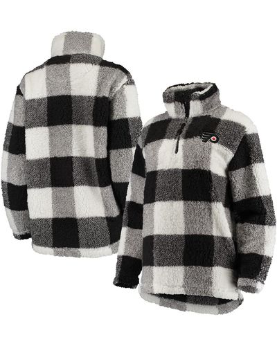 G-III 4Her by Carl Banks Black And White Philadelphia Flyers Plaid Sherpa Quarter-zip Jacket - Multicolor