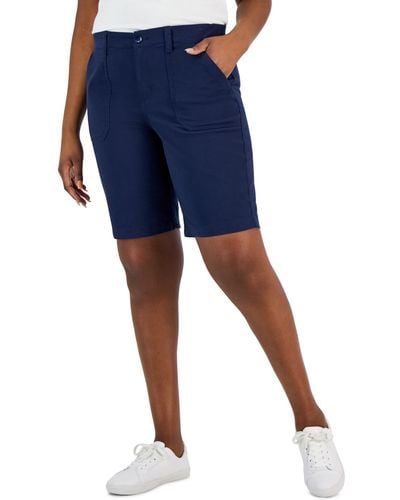 Karen Scott Petite Utility Shorts - Blue
