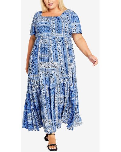 Avenue Plus Size Sophia Maxi Dress - Blue