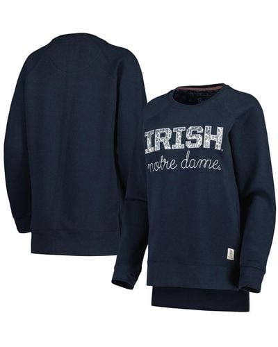 Pressbox Notre Dame Fighting Irish Steamboat Animal Print Raglan Pullover Sweatshirt - Blue