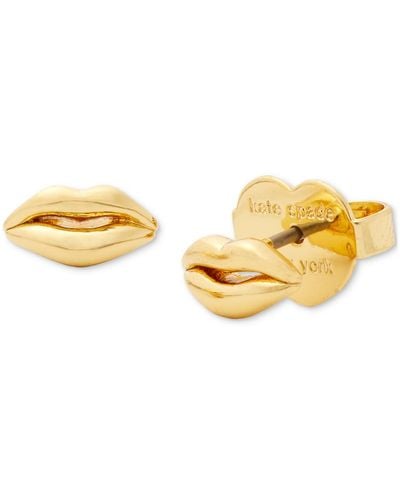 Kate Spade Gold-tone Lip Mini Stud Earrings - Metallic