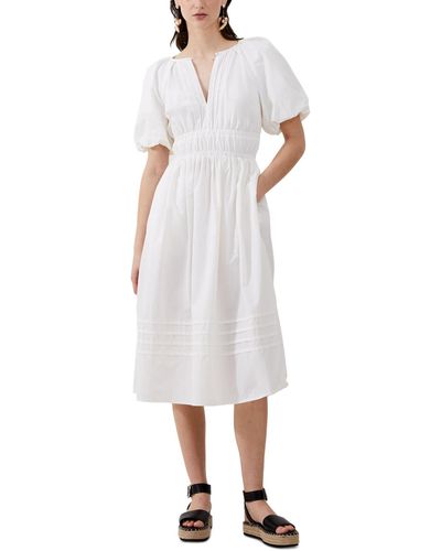 French Connection Alora Puff-sleeve Midi Dress - White