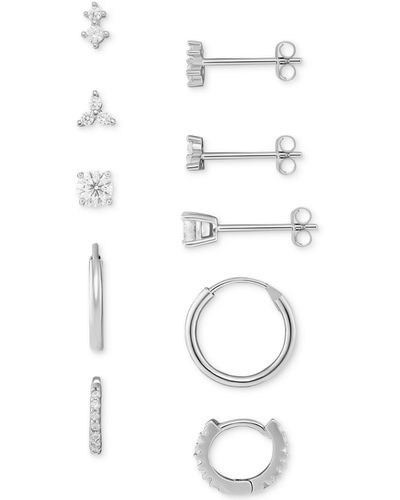 Giani Bernini 5-pc. Set Cubic Zirconia Stud & Hoop Earrings - White