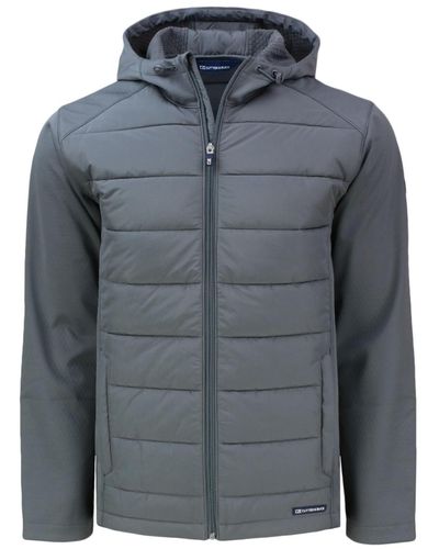 Cutter & Buck Evoke Hybrid Eco Softshell Recycled Full Zip Big & Tall Hooded Jacket - Blue