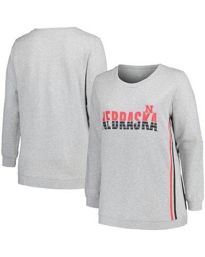 Profile Nebraska Huskers Plus Size Side Stripe Pullover Sweatshirt - Gray
