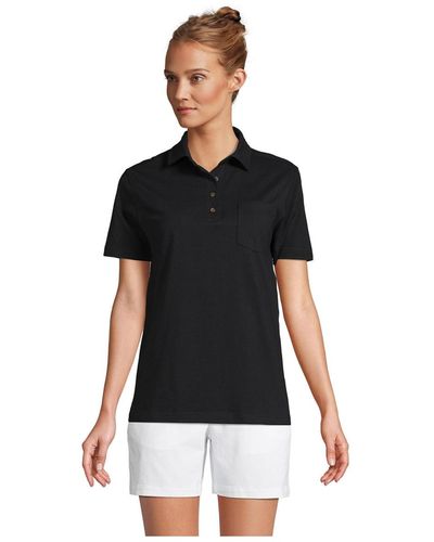 Lands' End Short Sleeve Super T Polo Shirt - Black