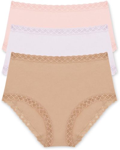 Natori Bliss Lace Trim High Rise Brief Underwear 3-pack 755058mp - Natural