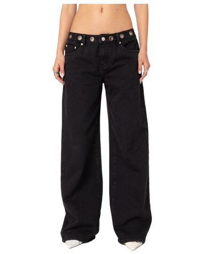 Edikted Libby Grommet Waist Jeans - Black