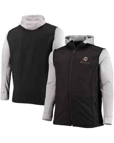 Men's Graphite Miami Dolphins Zephyr Softshell Full-Zip Jacket, Size: Large, Dark Grey