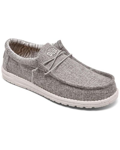 Hey Dude Wally Linen Casual Moccasin Sneakers From Finish Line - Gray