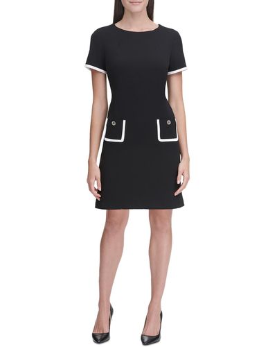 Tommy Hilfiger Petite Contrast-trim A-line Dress - Black