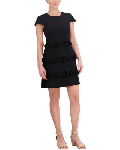 Eliza J Ruffle-tiered A-line Dress - Black