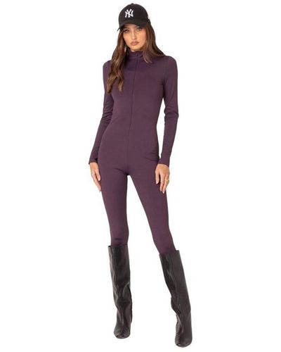 Edikted She's Snatched High Neck Jumpsuit - Purple