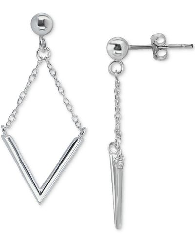 Giani Bernini V Bar & Chain Drop Earrings - White
