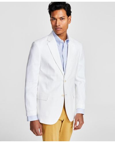 Nautica Modern-fit Solid Colored Linen Sport Coat - White