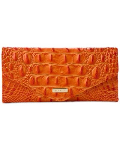 Brahmin Veronica Melbourne Embossed Leather Wallet - Orange