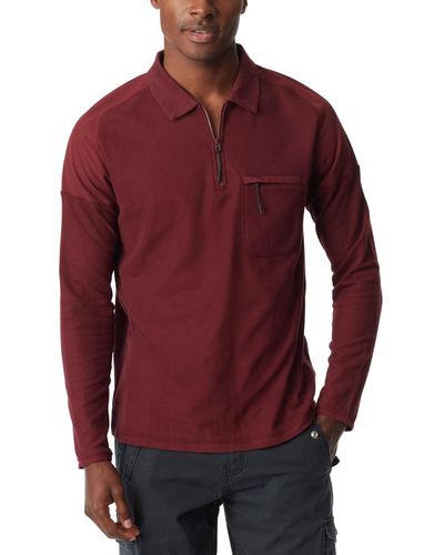 BASS OUTDOOR Long-sleeve Pique Polo Shirt - Red