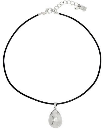 Robert Lee Morris Dome Pendant Leather Necklace - Metallic