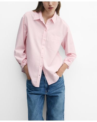 Mango Chest-pocket Cotton Shirt - Pink