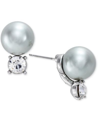 Charter Club Silver-tone Crystal & Color Imitation Pearl Stud Earrings - Metallic