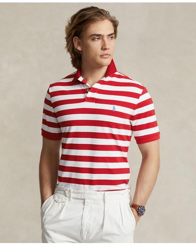 Polo Ralph Lauren Classic-fit Striped Mesh Polo Shirt - Red