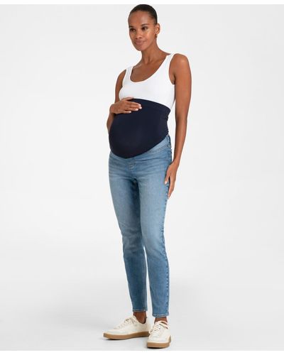Seraphine Cotton Light Skinny Maternity Jeans - Blue