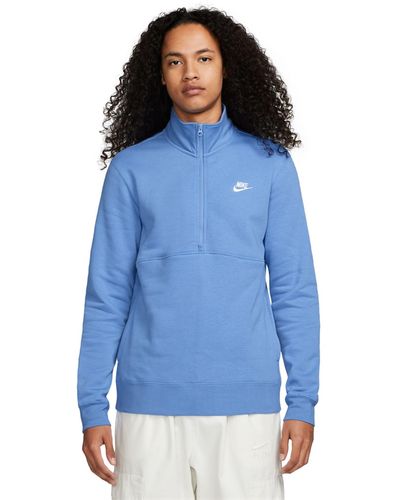 Nike Sportswear Club Brushed Back Half-zip Pullover - Blue