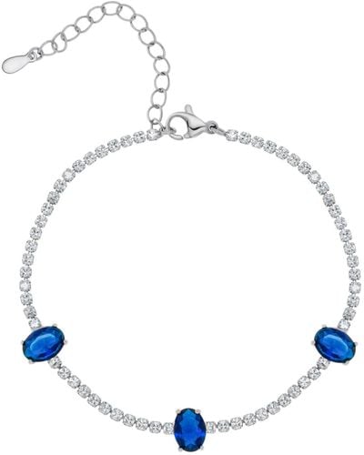 Macy's Simulated Sapphire And Cubic Zirconia Tennis Bracelet - Blue