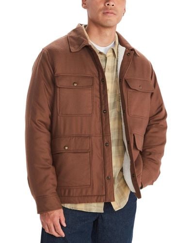 Marmot Ridgefield Fleece-lined Flannel Shirt Jacket - Brown